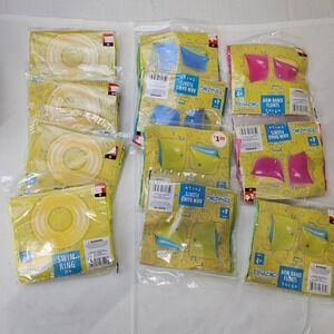 Toymazing Inflatable Pool Float Lot‎ 4 Swim Rings 7 Arm Band Pairs Ages 4+ New